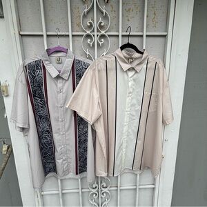 Set of 2- Hardaddy Mens XXL Button Up Short Sleeve Shirts polyester -tan